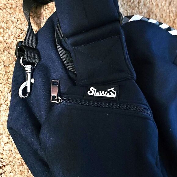 Pet Carrier Navy Blue With Blavk And White Checked Interior N w/o T - Picture 2 of 4